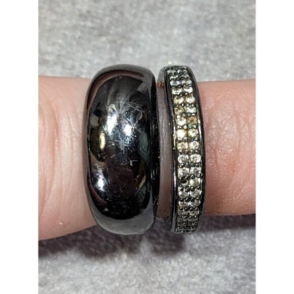 Juicy Couture Glam Goth Gunmetal Rhinestone Stacked Ring - Picture 4 of 10